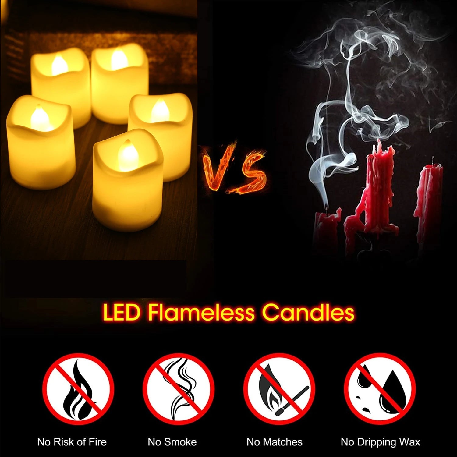 Battery Operated Flameless LED Votive Candles Set/100 Decor