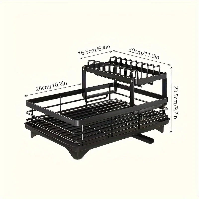 Commercial Grade Dish Drying Rack – 2-Tier Stainless Steel with Water Catch Tray