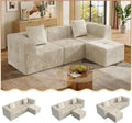 WLIVE 110 U Shaped Sectional 7 Seat Sleeper Sofa with Storage Chaise and Pillows