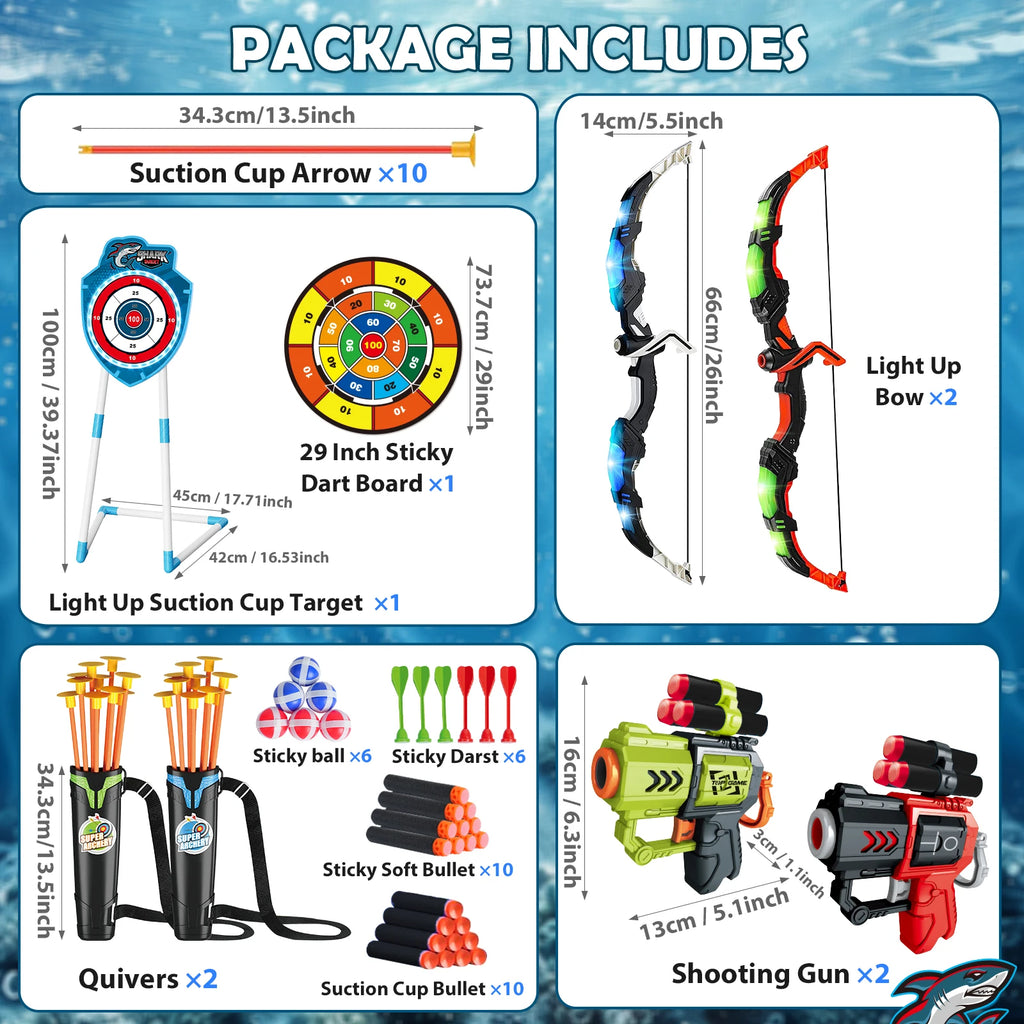 VATOS Night-Light Guns , Archery, and Stand Target Board for Indoor and Outdoor Play
