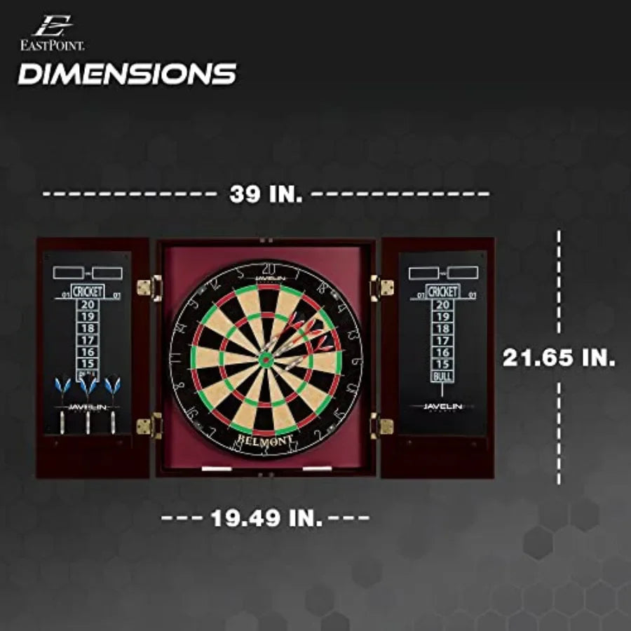 Dart Board Cabinet with 6 Deluxe Steel Tip Darts