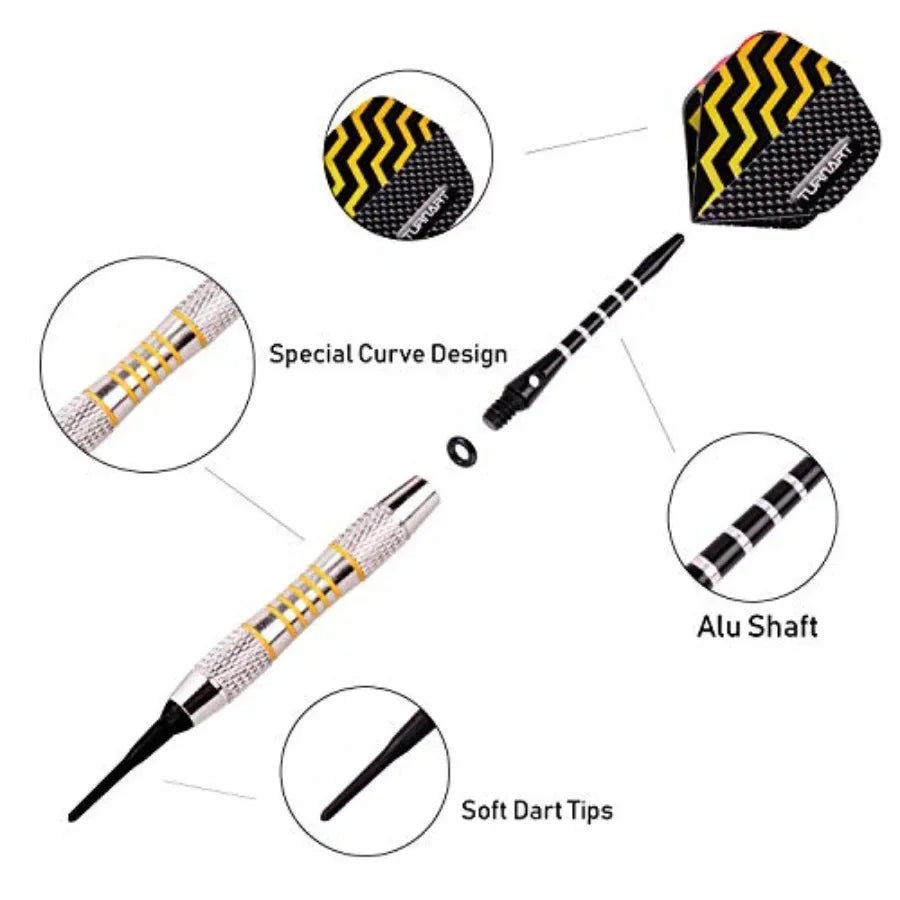 Electronic Dart Board 9 Soft Tip Dart Set with 50 Extra Tips and 9 Shafts