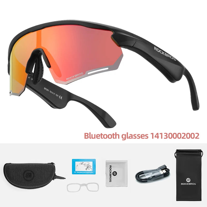 ROCKBROS Polarized Cycling Glasses with Wireless Bluetooth 5.2 Headset