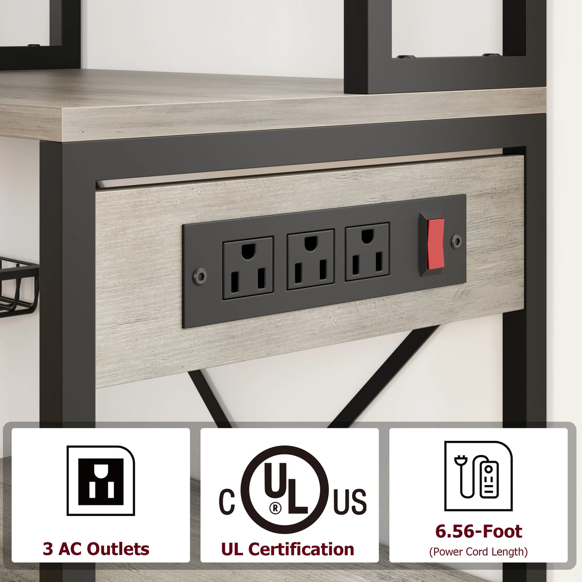 7-Tier Bakers Rack with Power Outlet