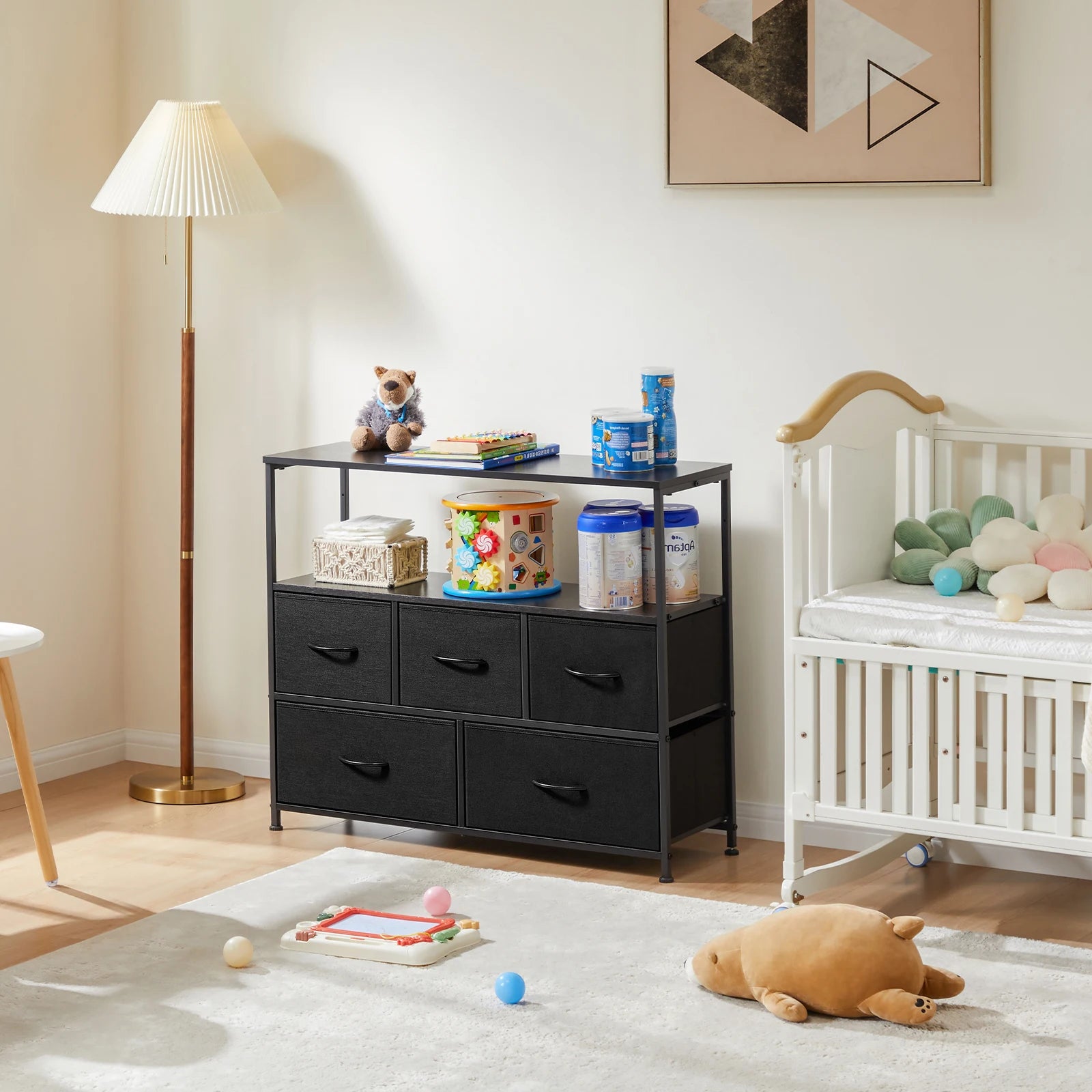 JHK  TV Stand with 5 Storage Drawers
