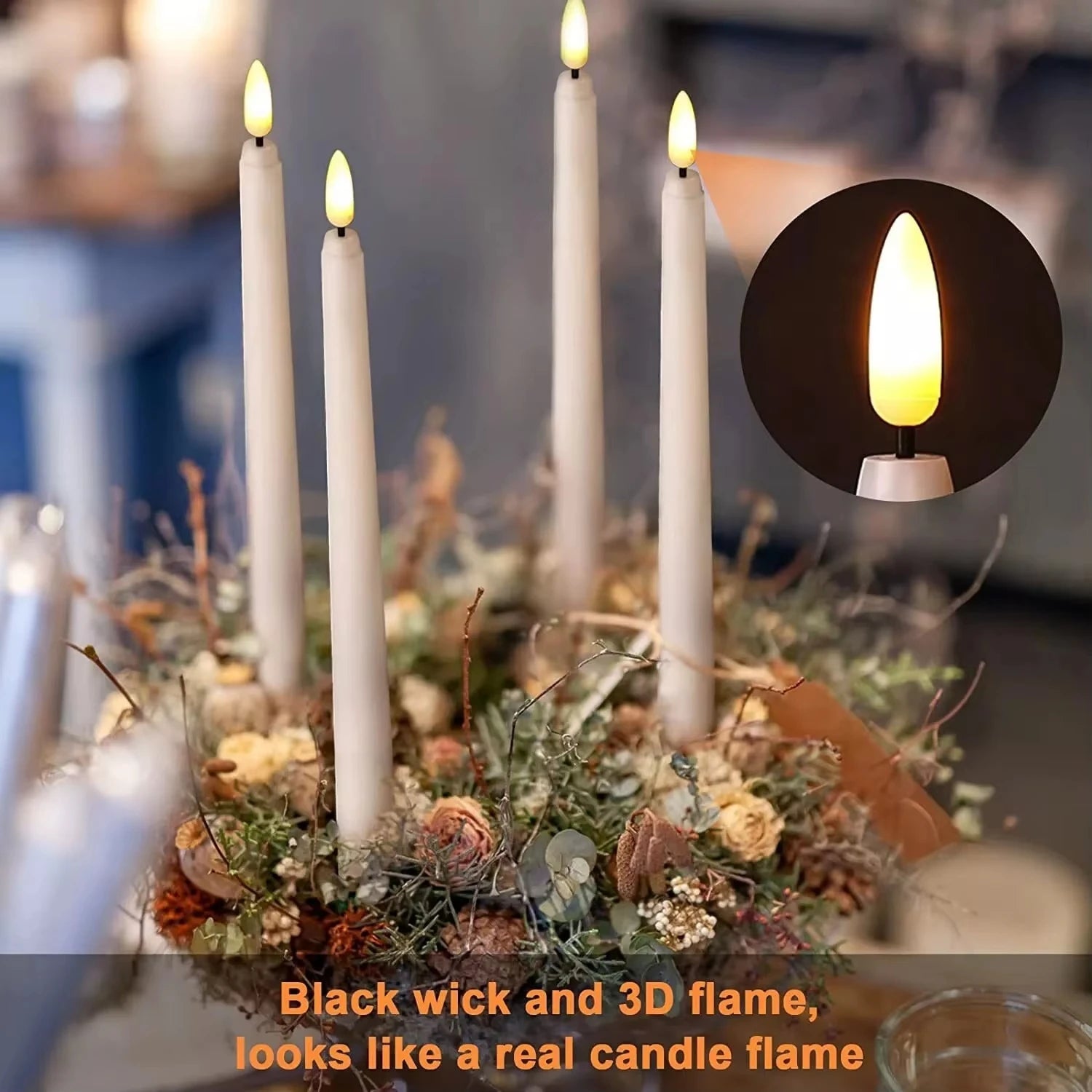 Home Decor LED Flameless Taper Candles, Battery Operated with Remote
