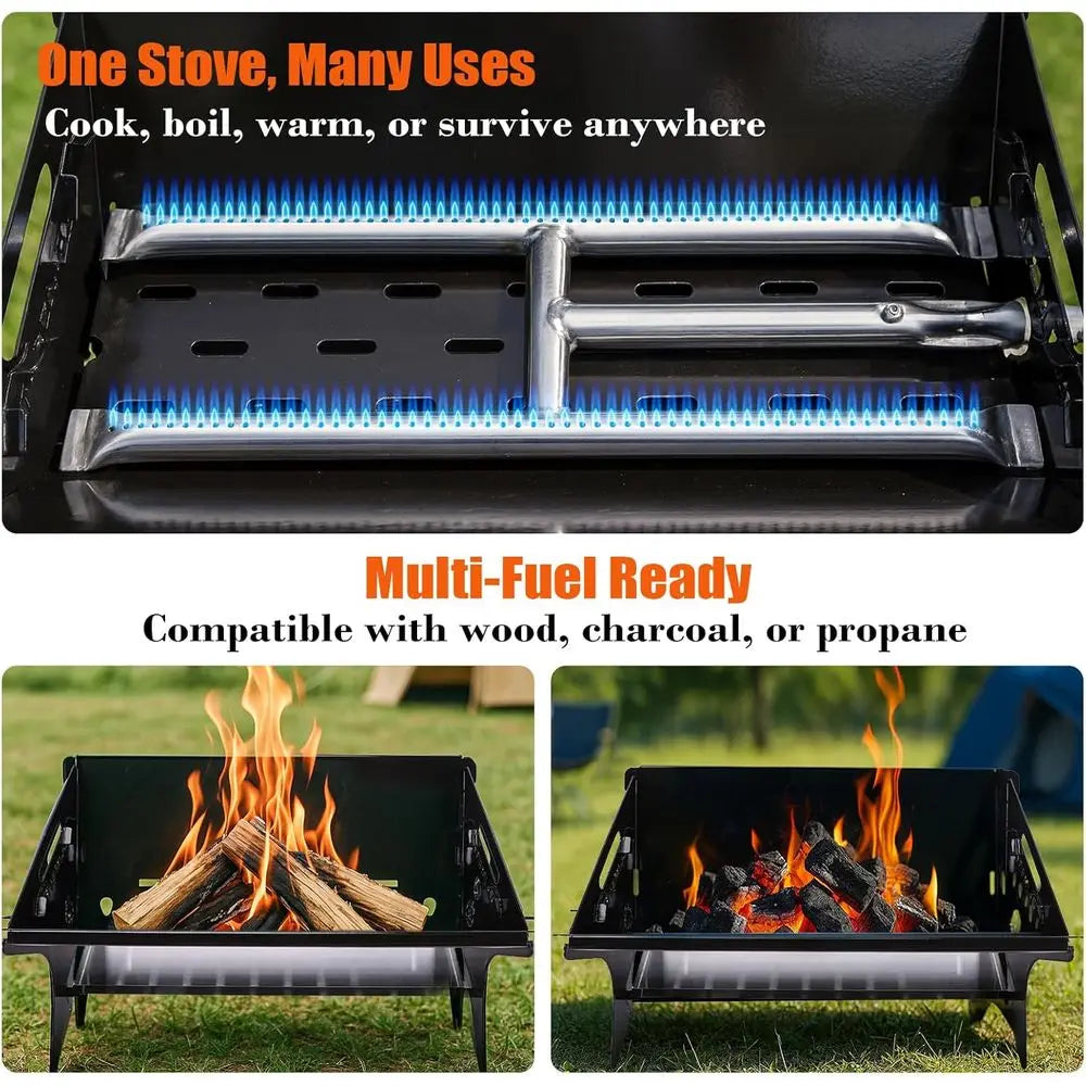 Portable Outdoor BBQ Grill Durable Charcoal/Gas with Carry Bag