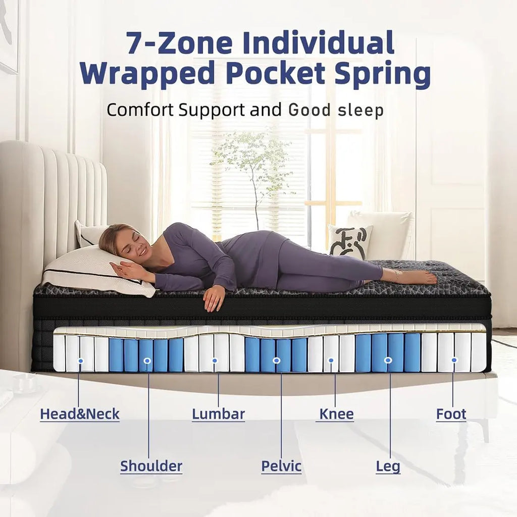 12/14In Memory Foam Hybrid Box Spring Mattress Available in Twin, Full, Queen, and King Size Medium Firm