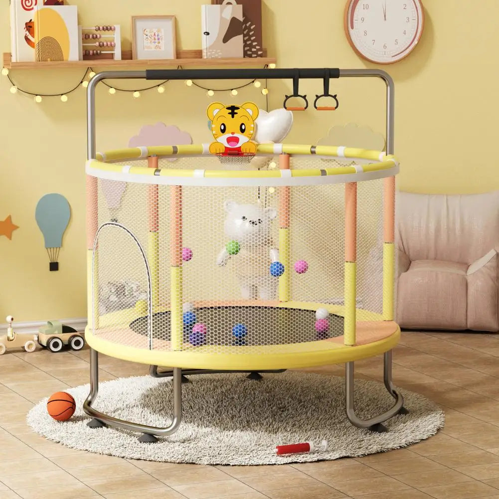 Adjustable Baby Toddler Trampoline with Basketball Hoop
