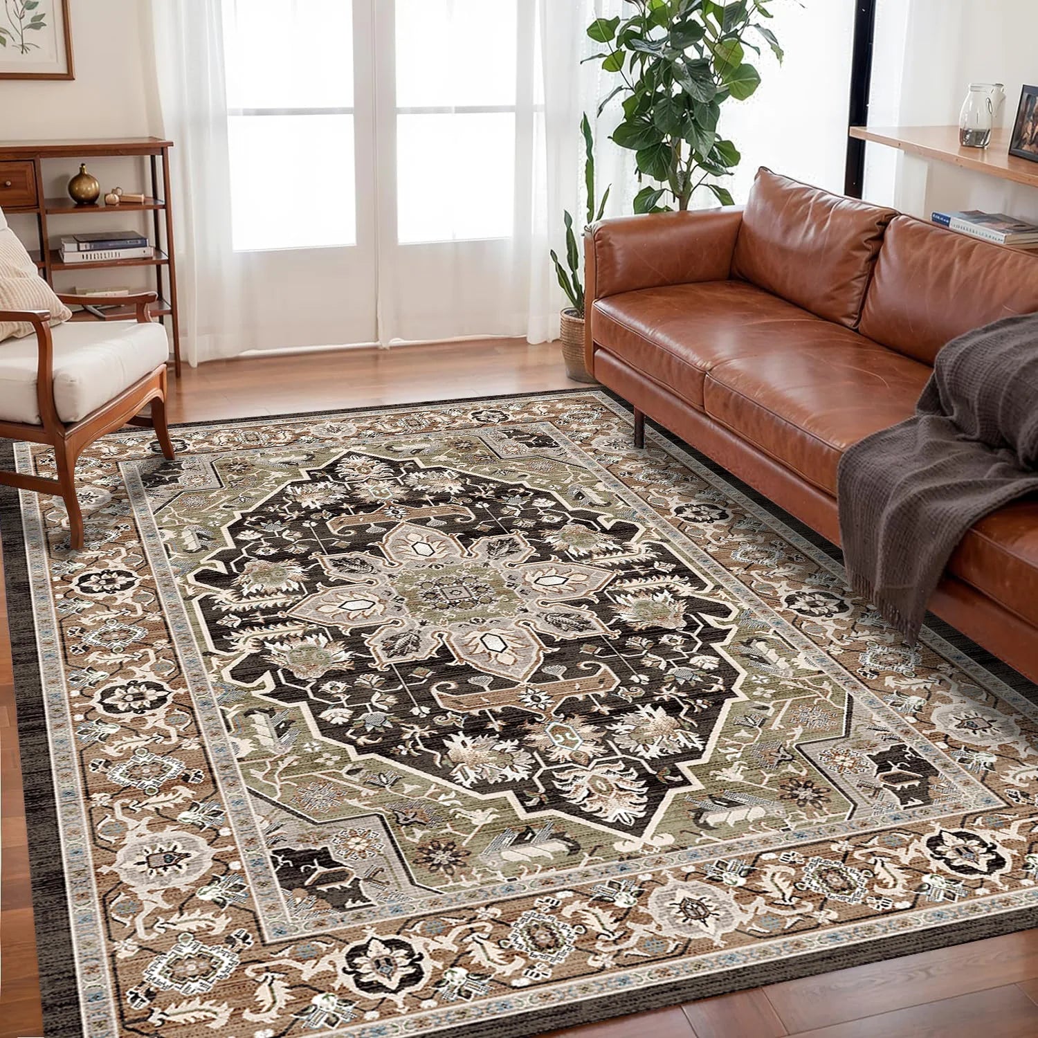 VIKAMA Bohemian Vintage Rug - Stain-Resistant and Easy-Care Floor Mat