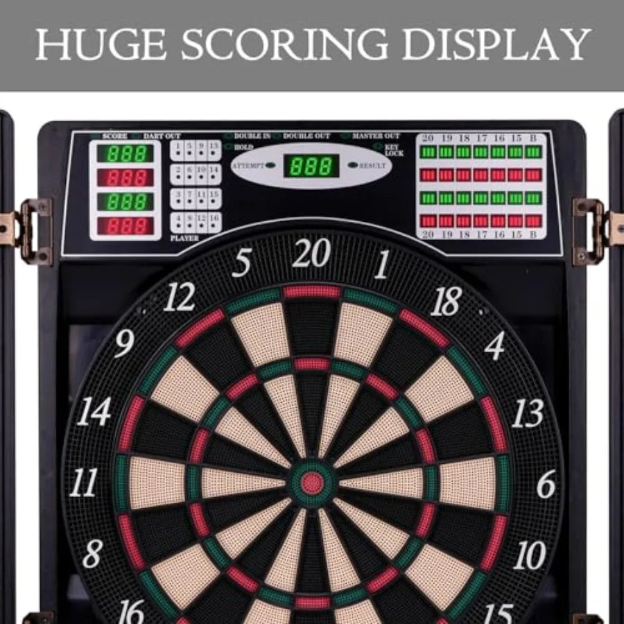 Electronic Dart Board with Cabinet Includes 12 Soft Tip Darts and LED Electric Digital  Board