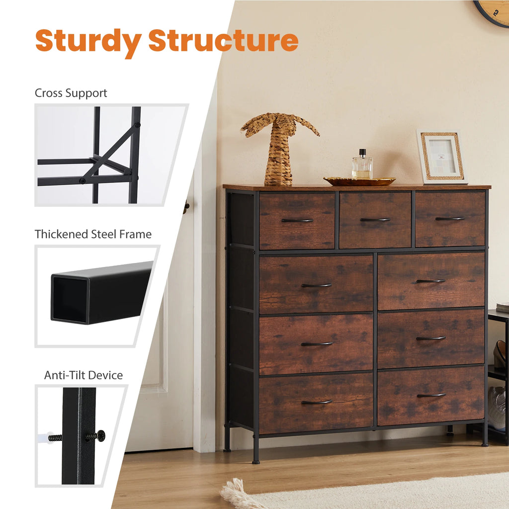 JHK Dresser with 9 Storage Drawers