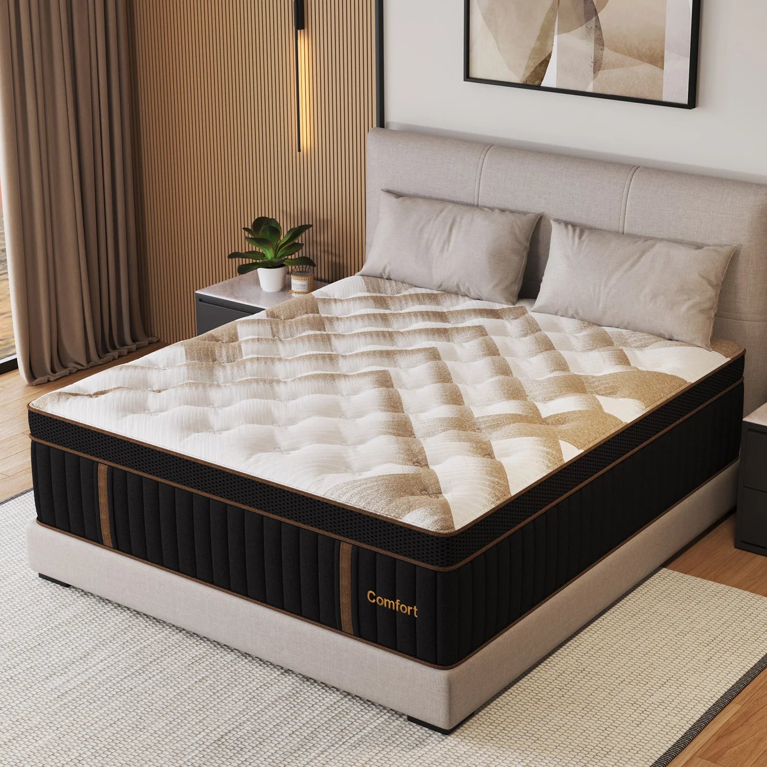 12"14" Gel Memory Foam Hybrid Pocket Spring Mattress In A Box in Twin, Full, Queen, and King Medium Firm with Motion Isolation