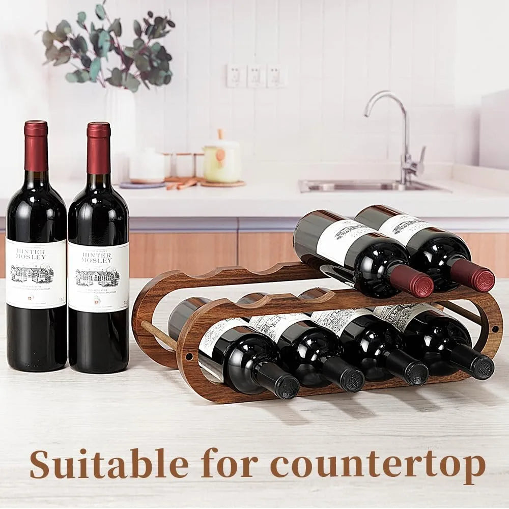 2 Tier Acacia Wood Wine Rack for Cabinet Countertop, Adjustable 2 Sizes