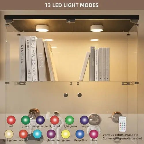 Curio Cabinet with White LED Lights, and 4 Shelves with 2 Doors