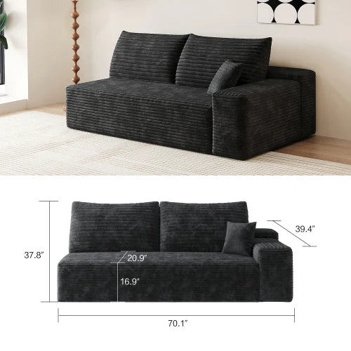 Plush Corduroy U-Shaped Sectional Sofa
