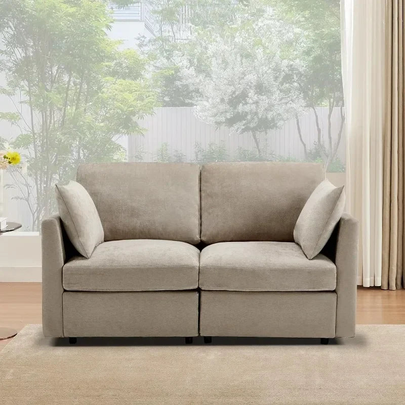 Iroomy  Modern Chenille 4 Setter Sectional, L Shaped Convertible Sofa with Ottoman