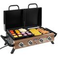 GD4002TPY Portable Propane Gas Grill & Griddle Combo with Hood with 4-Burners