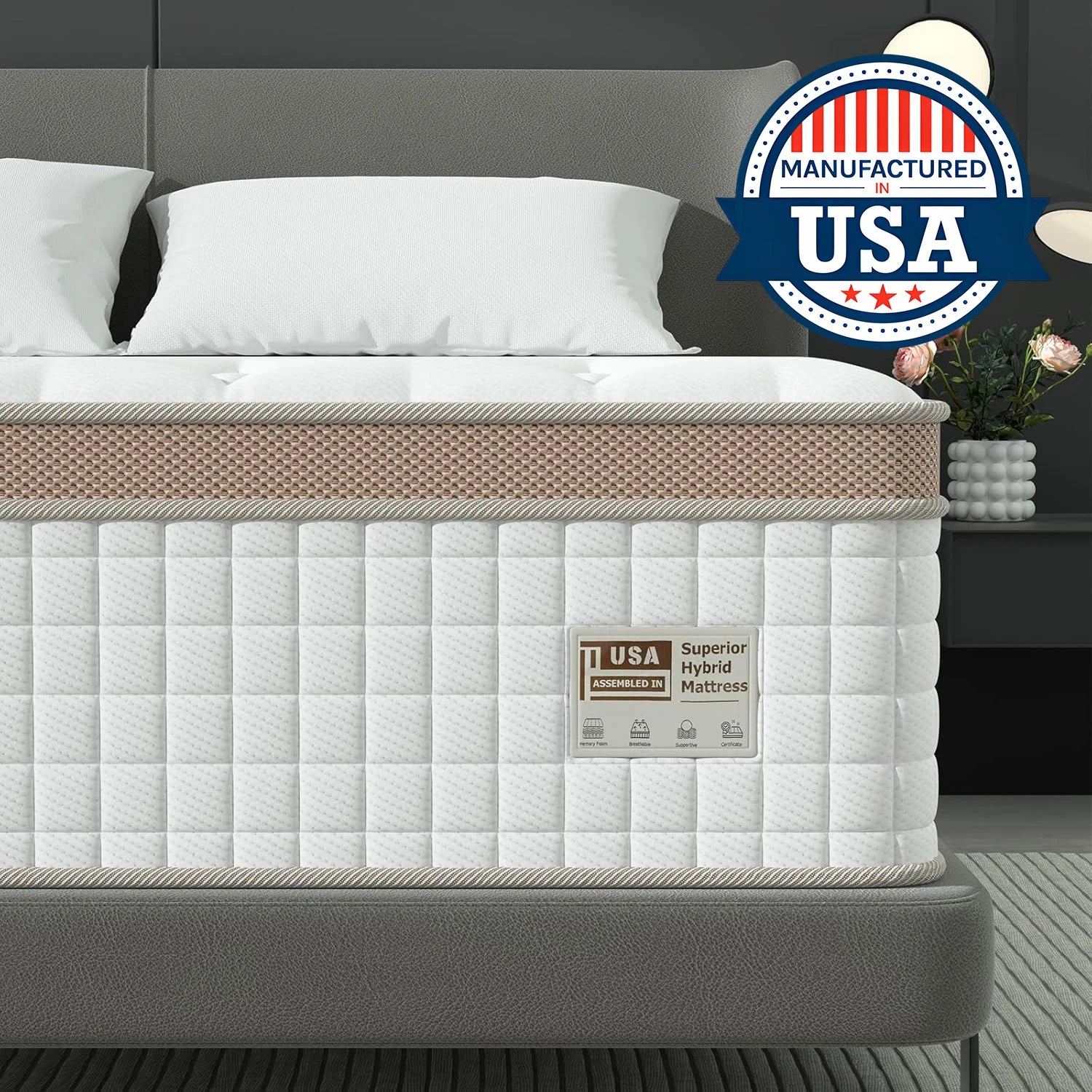 BedStory 14'' Luxury Hybrid Gel Memory Foam Mattress Full, Queen, King with Motion Isolation