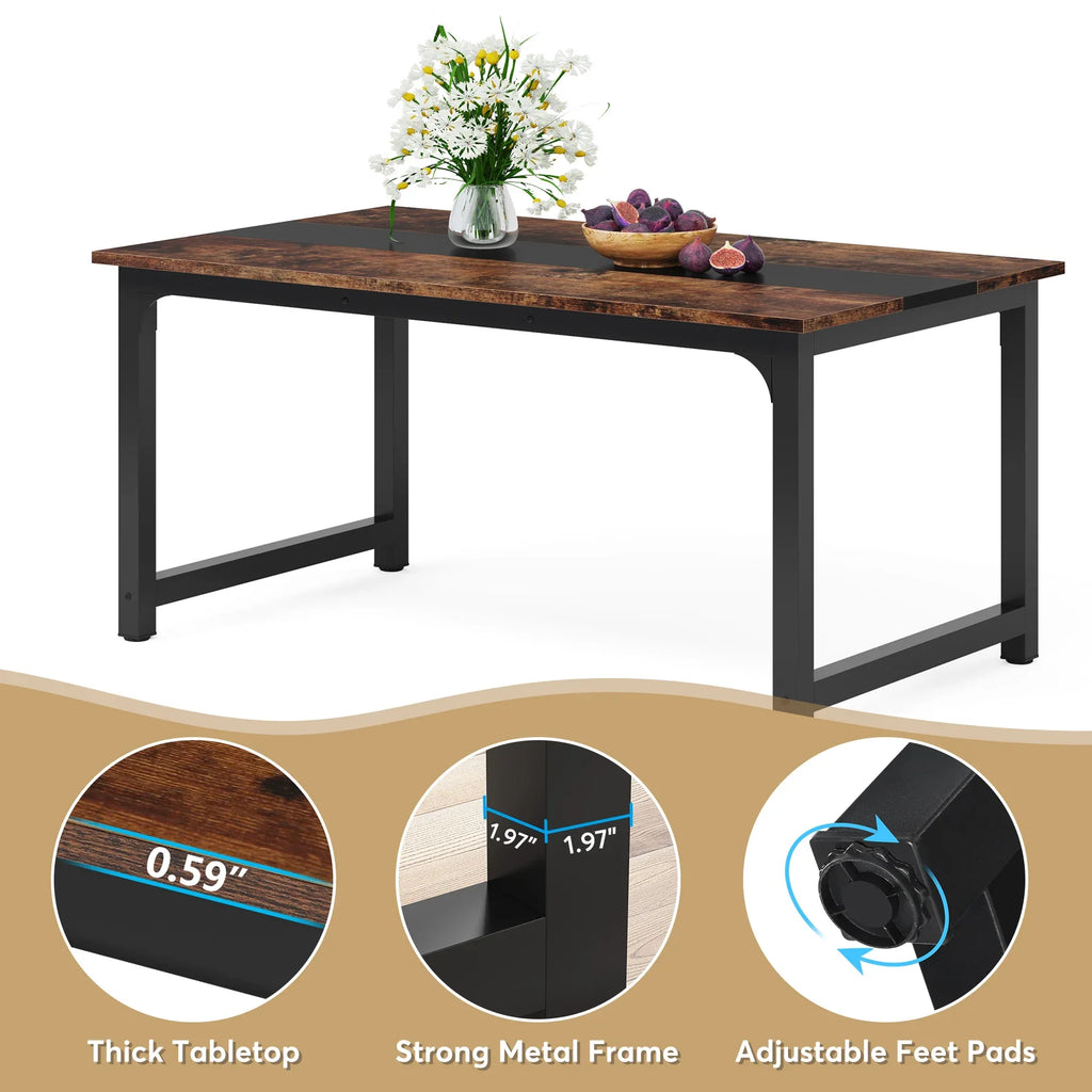 Tribesigns Rectangular Industrial Kitchen Table for 6-8 Persons