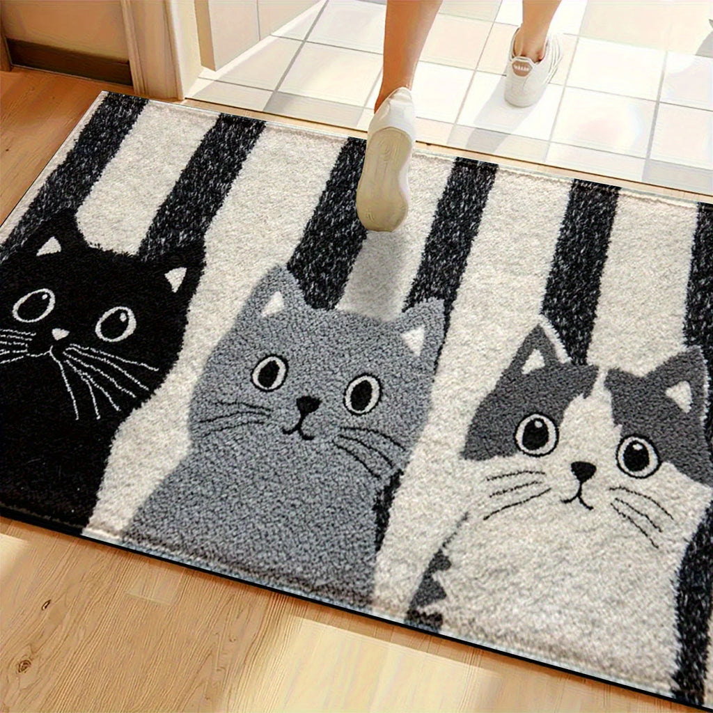 Striped Cat Doormat Waterproof Decor