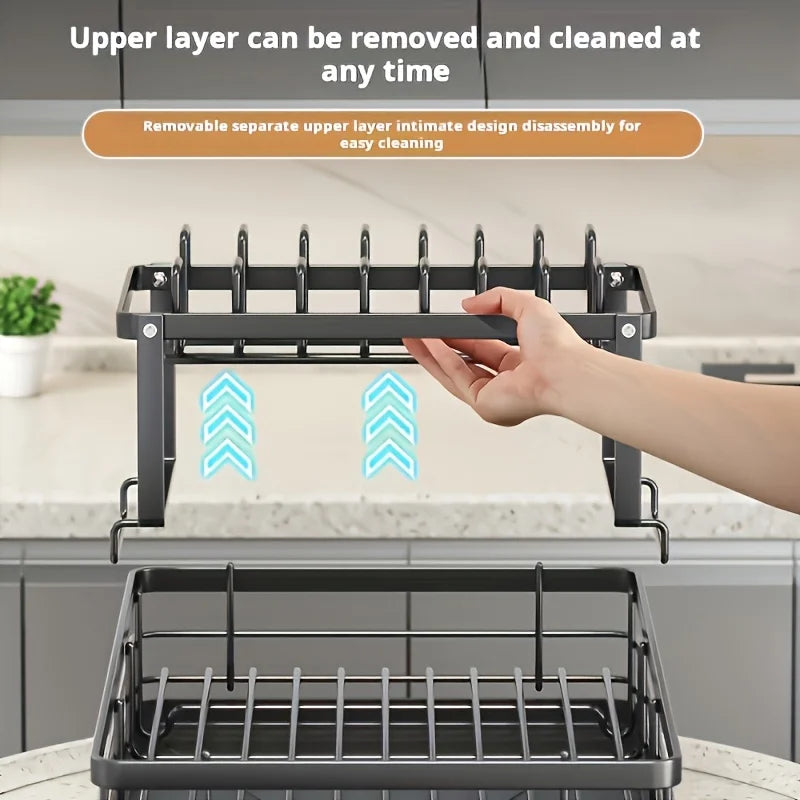 Commercial Grade Dish Drying Rack – 2-Tier Stainless Steel with Water Catch Tray