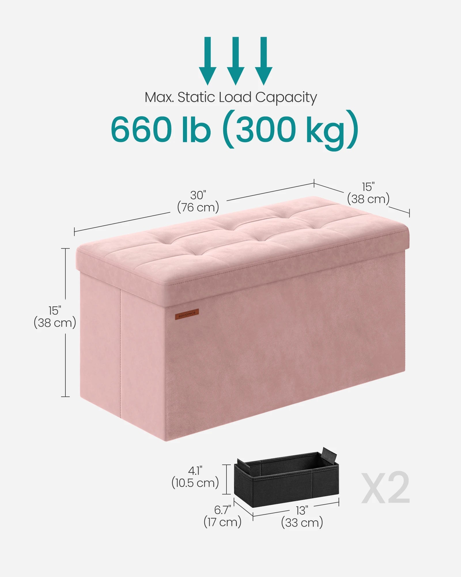 SONGMICS Ottoman Bench Foldable Storage