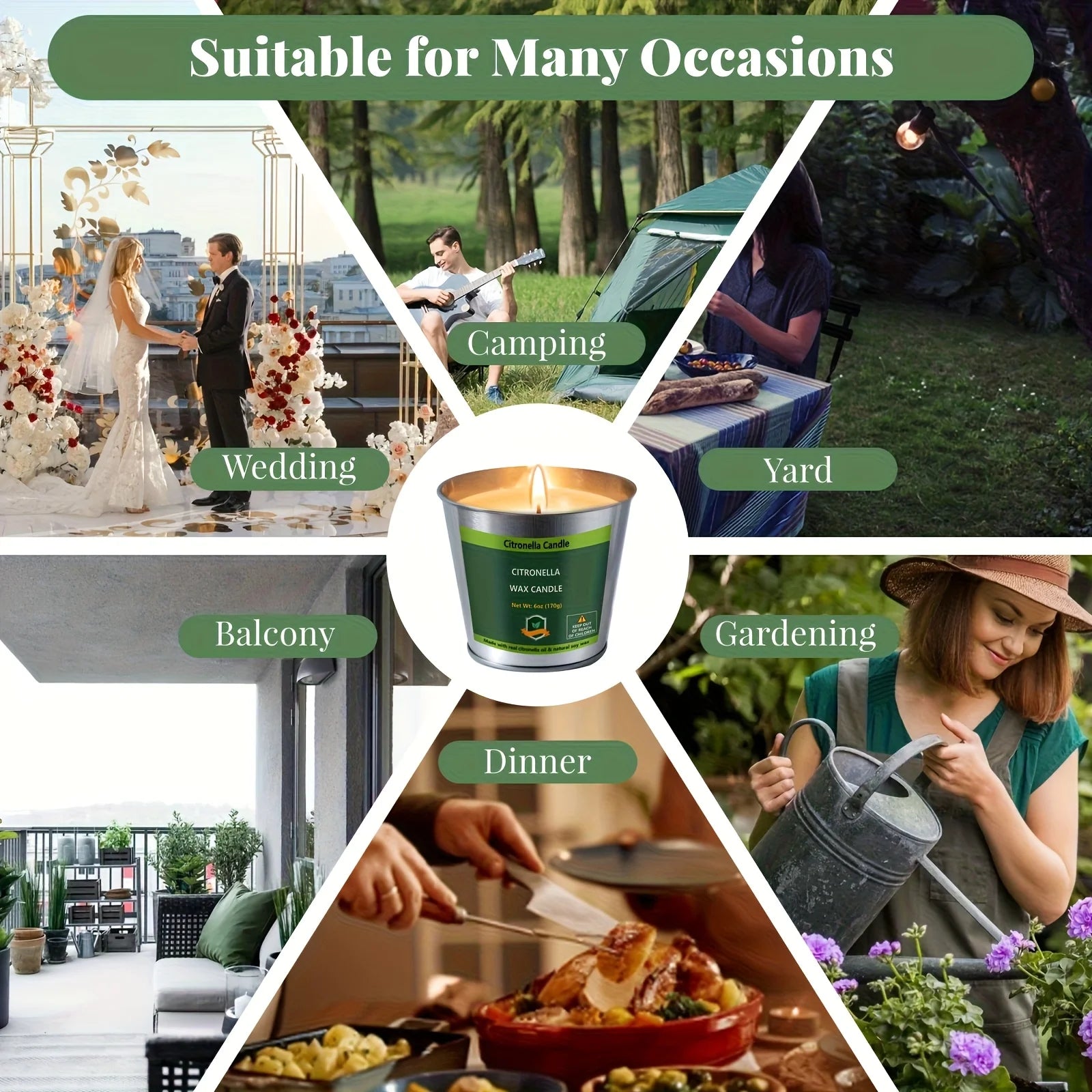 4pcs 6oz Citronella Candles Outdoor