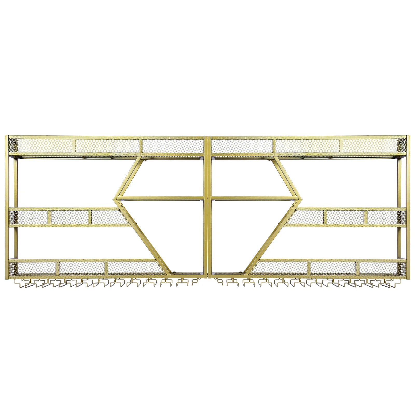 Metal Wine Bottles Display Storage Shelf with Glass Holder