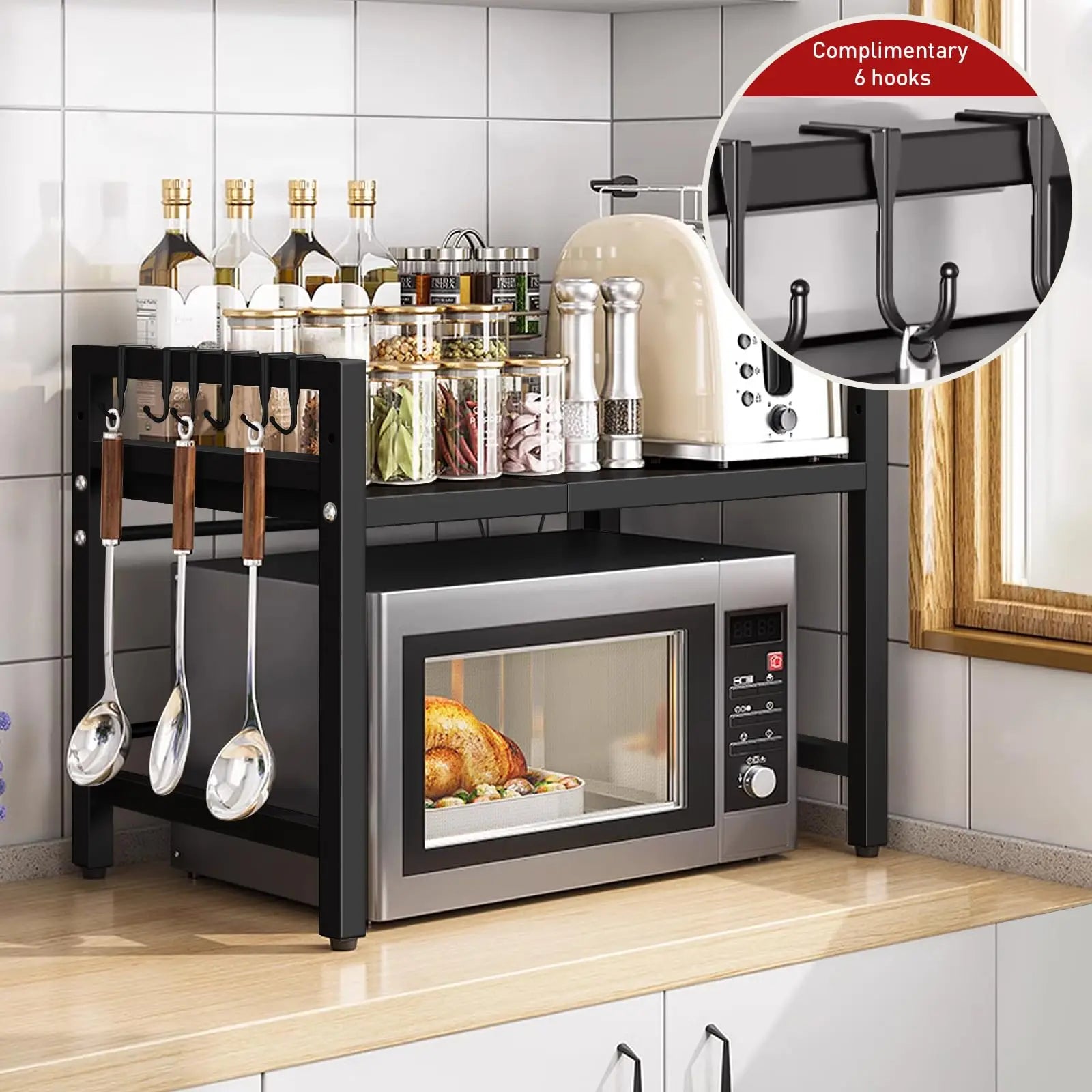 1pc Expandable 42-64cm Microwave Shelf Organizer