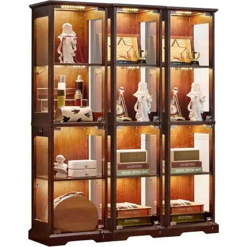 Wooden Curio Cabinet with 3 Color LED  Lighting with Motion Detector