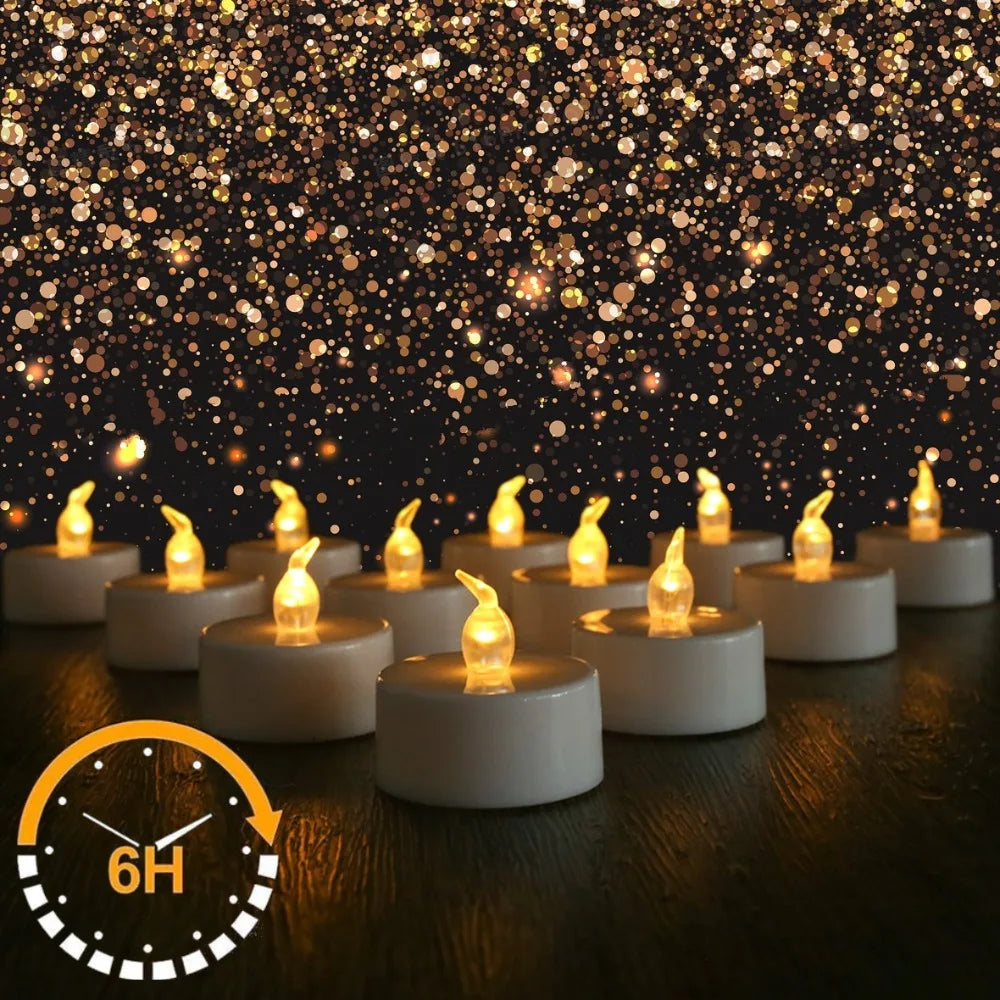 Flameless Flickering LED Tea Lights with Timer 24Hours Automatic