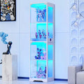 Curio Cabinet, 4-Tier Shelves, 3 Color LED Lights, with Door