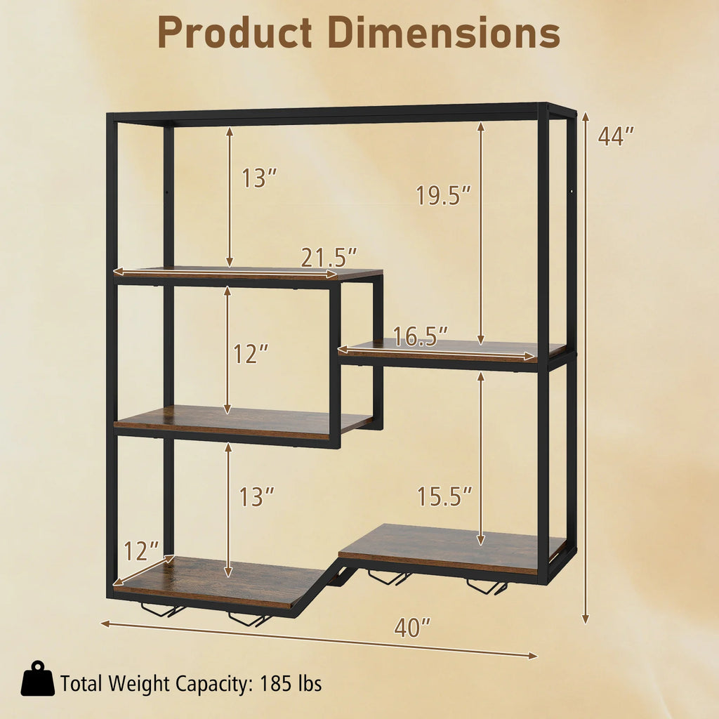 6-Tier Wall Mounted Wine Rack with Bottle Display