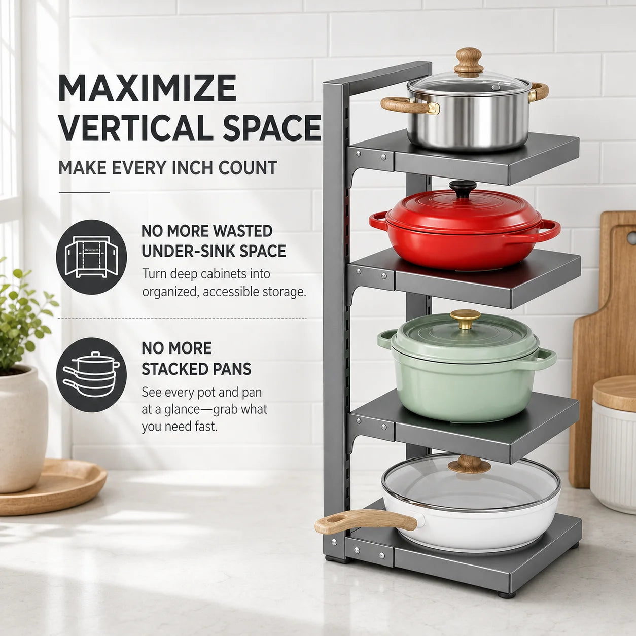 Adjustable Stainless Steel Kitchen Storage Rack