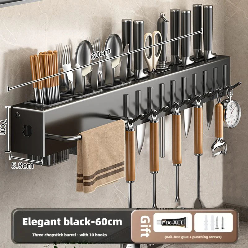 Heavy Duty Carbon Steel No Drill Wall Mount Kitchen Organizer