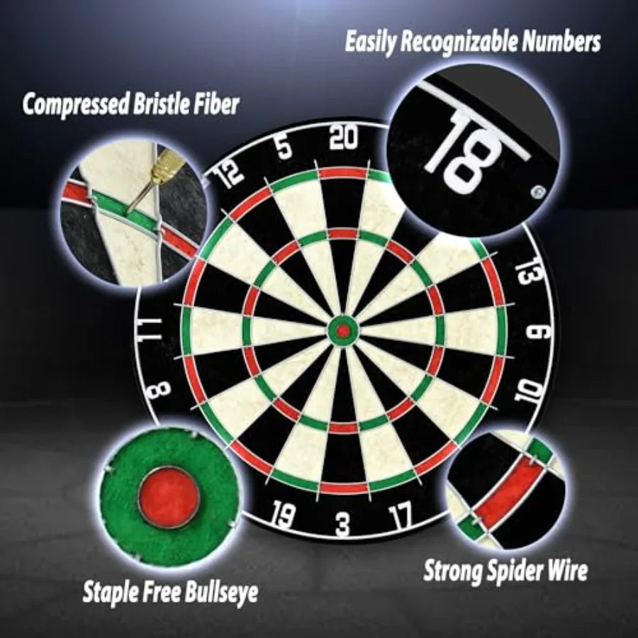 Dartboard with Staple-Free Bullseye 18g Steel Tip Darts Set 12 Mounting Kit