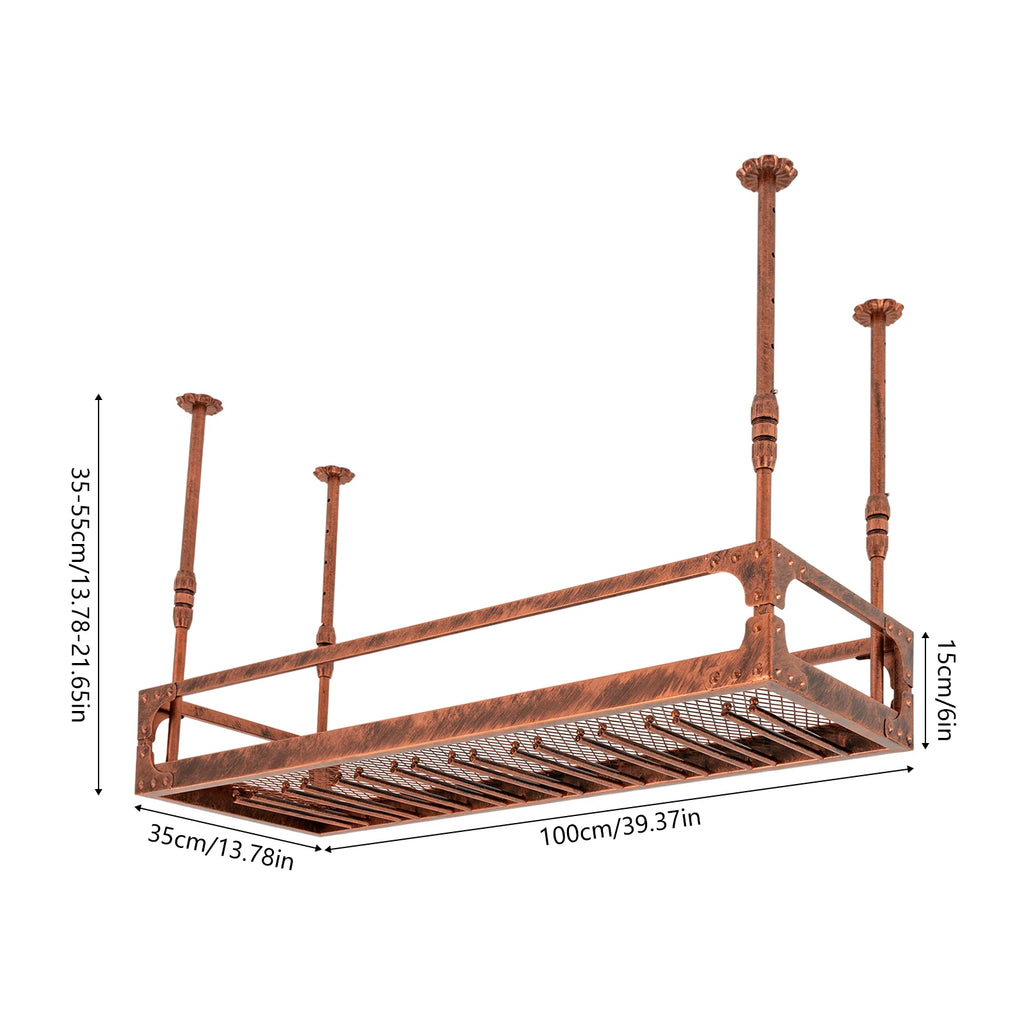 Ceiling Mount Iron Wine Rack with Stemware Holder