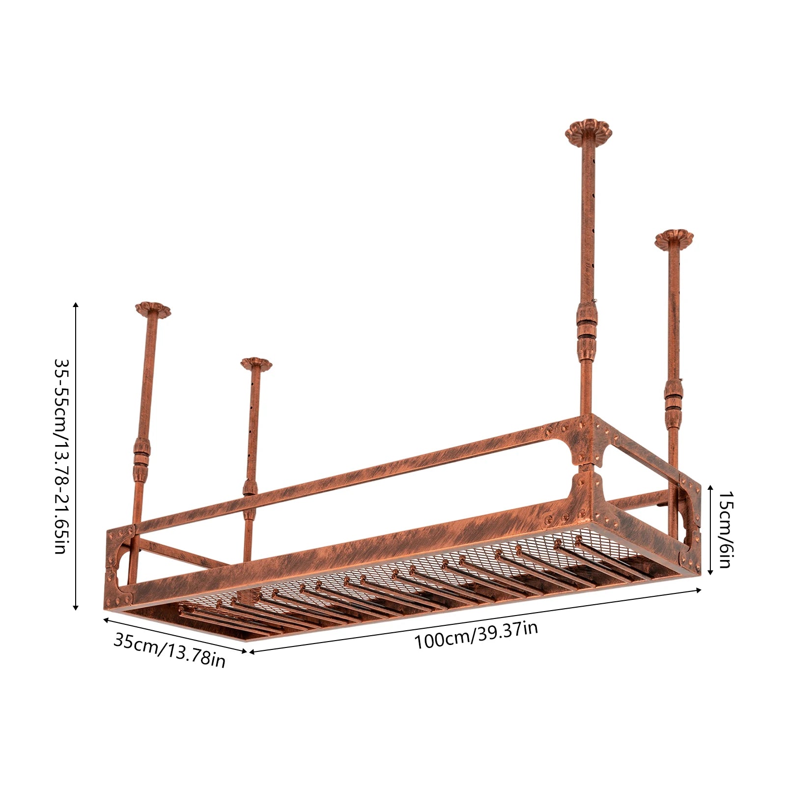 Ceiling Mount Iron Wine Rack with Stemware Holder
