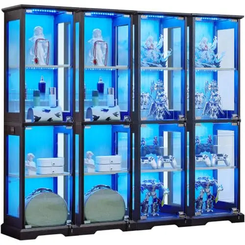 Wooden Curio Cabinet with 3 Color LED  Lighting with Motion Detector
