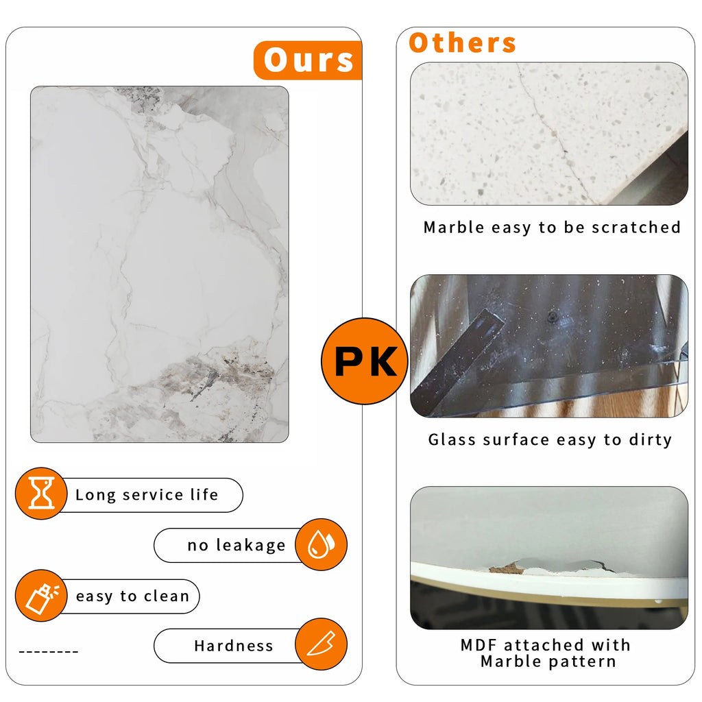 Rectangular Marble Dining Table for 4-6 People