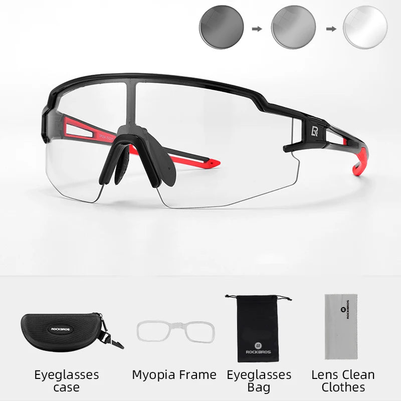 ROCKBROS Photochromic Cycling Glasses UV400 Sports Protection