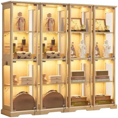 Wooden Curio Cabinet with 3 Color LED  Lighting with Motion Detector
