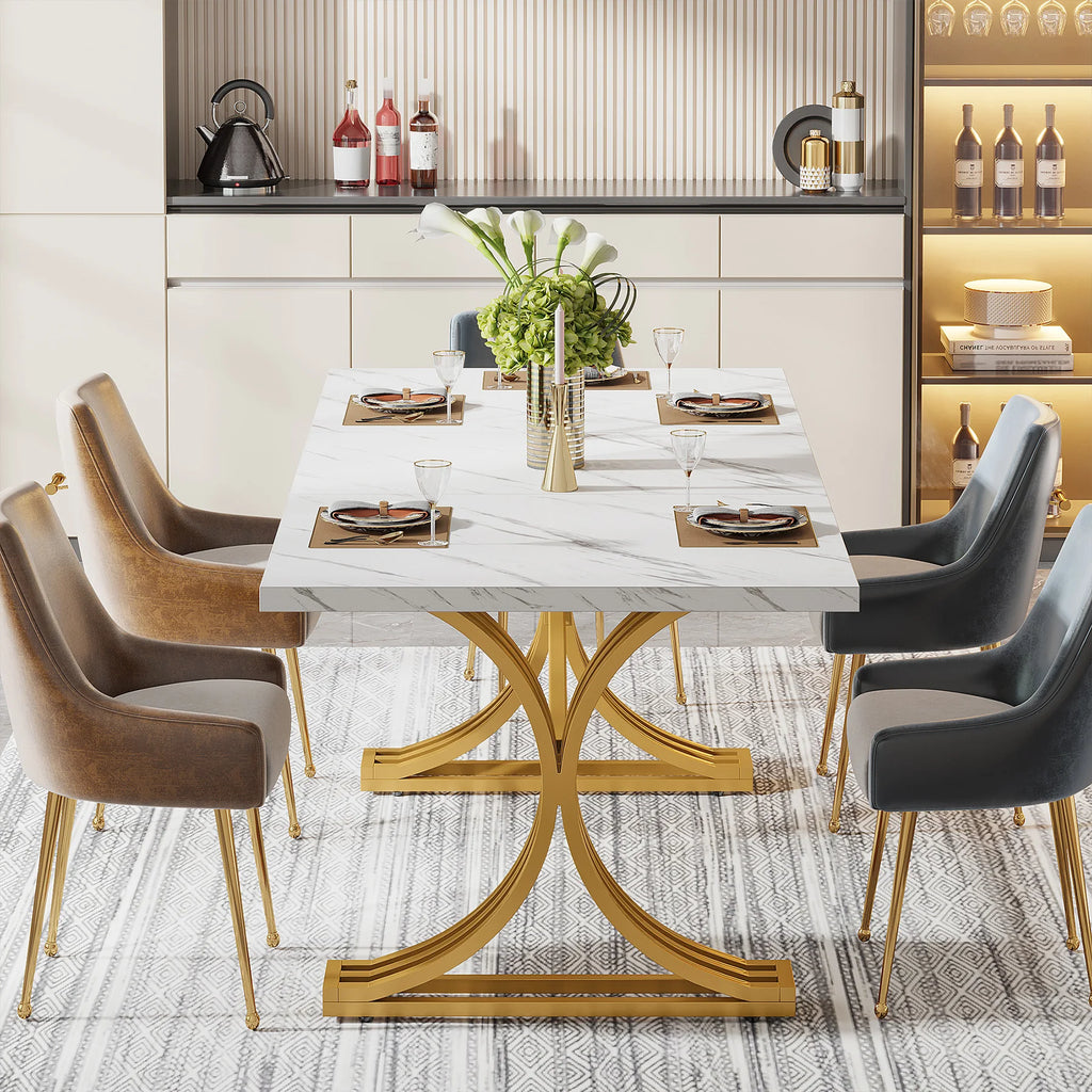 Tribesigns Faux Marble Rectangular Dining Table for 4 -6 People
