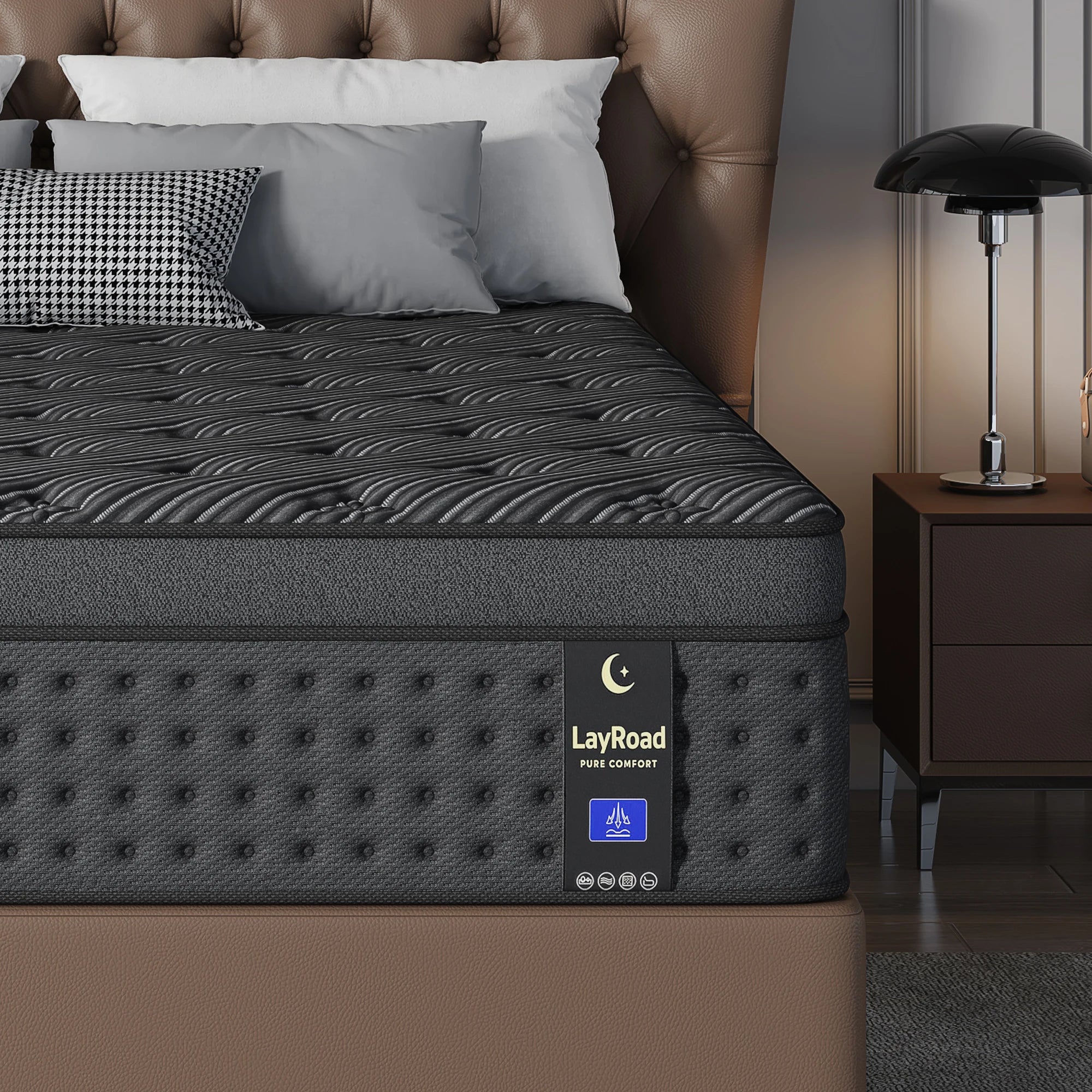 LayRoad 12/14" Memory Foam Gel Mattress In A Box Twin Full Queen King Medium Firm with Motion Isolation