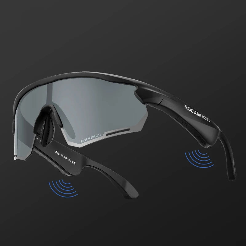 ROCKBROS Polarized Cycling Glasses with Wireless Bluetooth 5.2 Headset