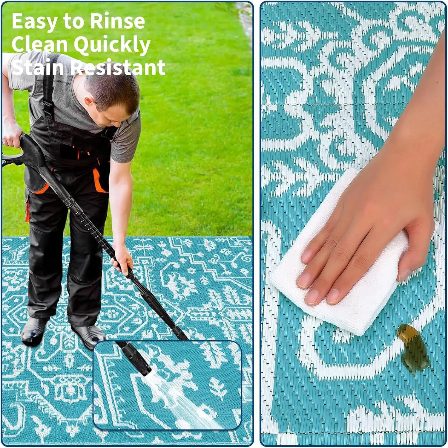 Waterproof and Durable Outdoor Area Rug Stain-Resistant
