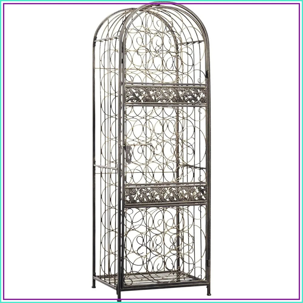 Floor Standing Antique Bronze 45 Bottle Wine Rack with Lock