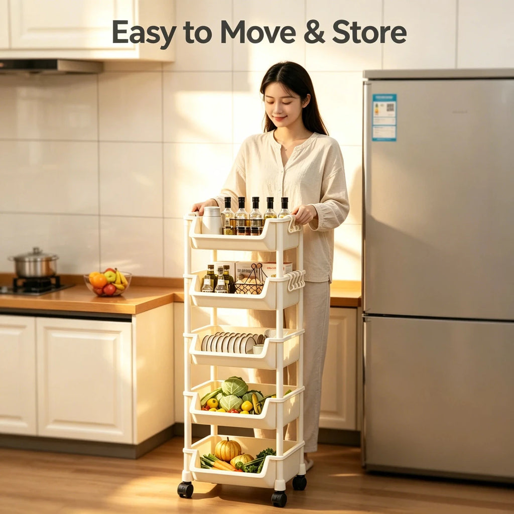 Reinforced Kitchen Storage Rack with Wheels