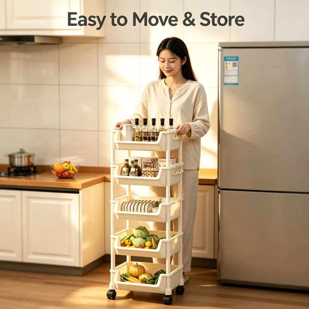 Reinforced Kitchen Storage Rack with Wheels